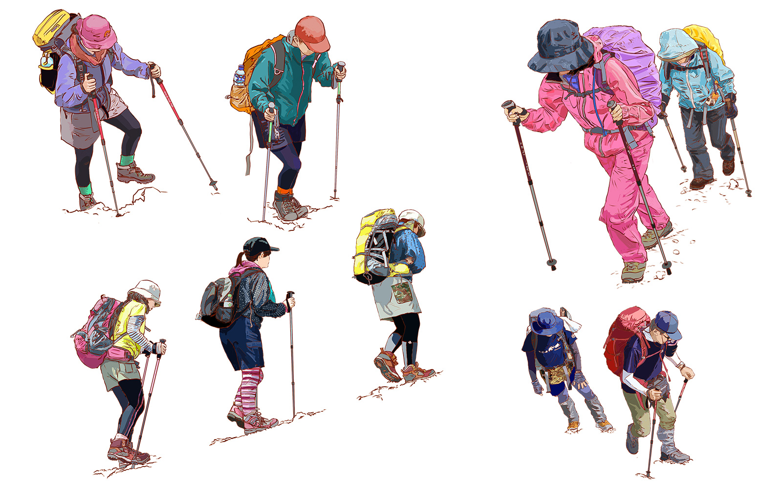 登山者イラスト富士登山イラストマップ挿し絵
