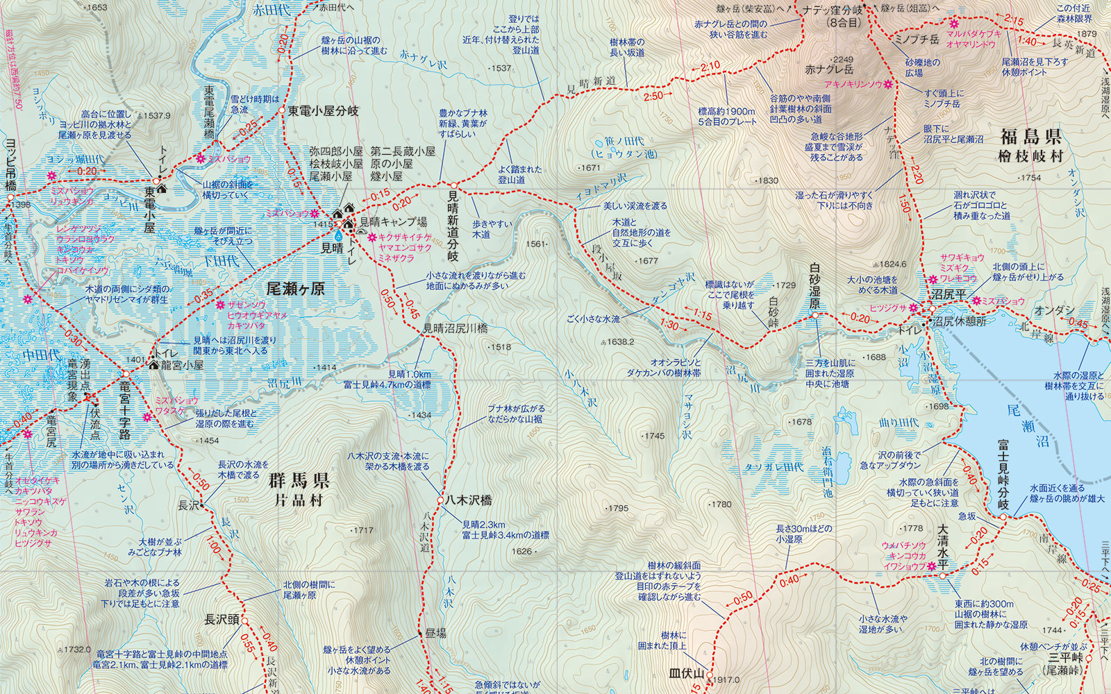 地図制作　尾瀬 登山地図帳 尾瀬ヶ原 見晴